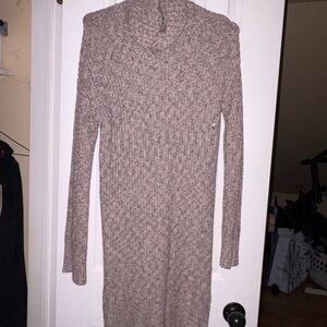 American Eagle Outfitters Taupe Knit Long Sleeve Dress